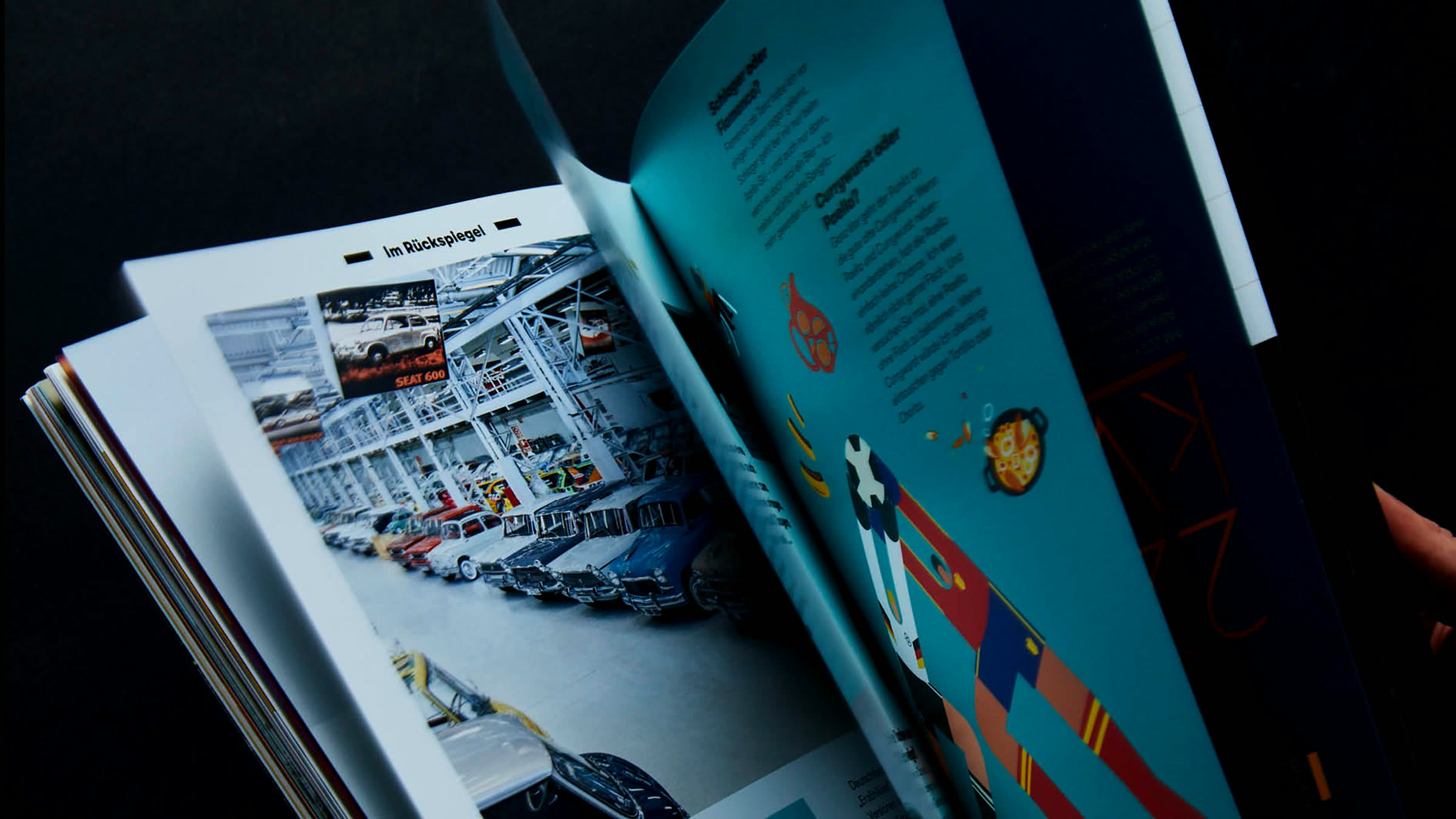 SOMOS spread, factory photography & illustration