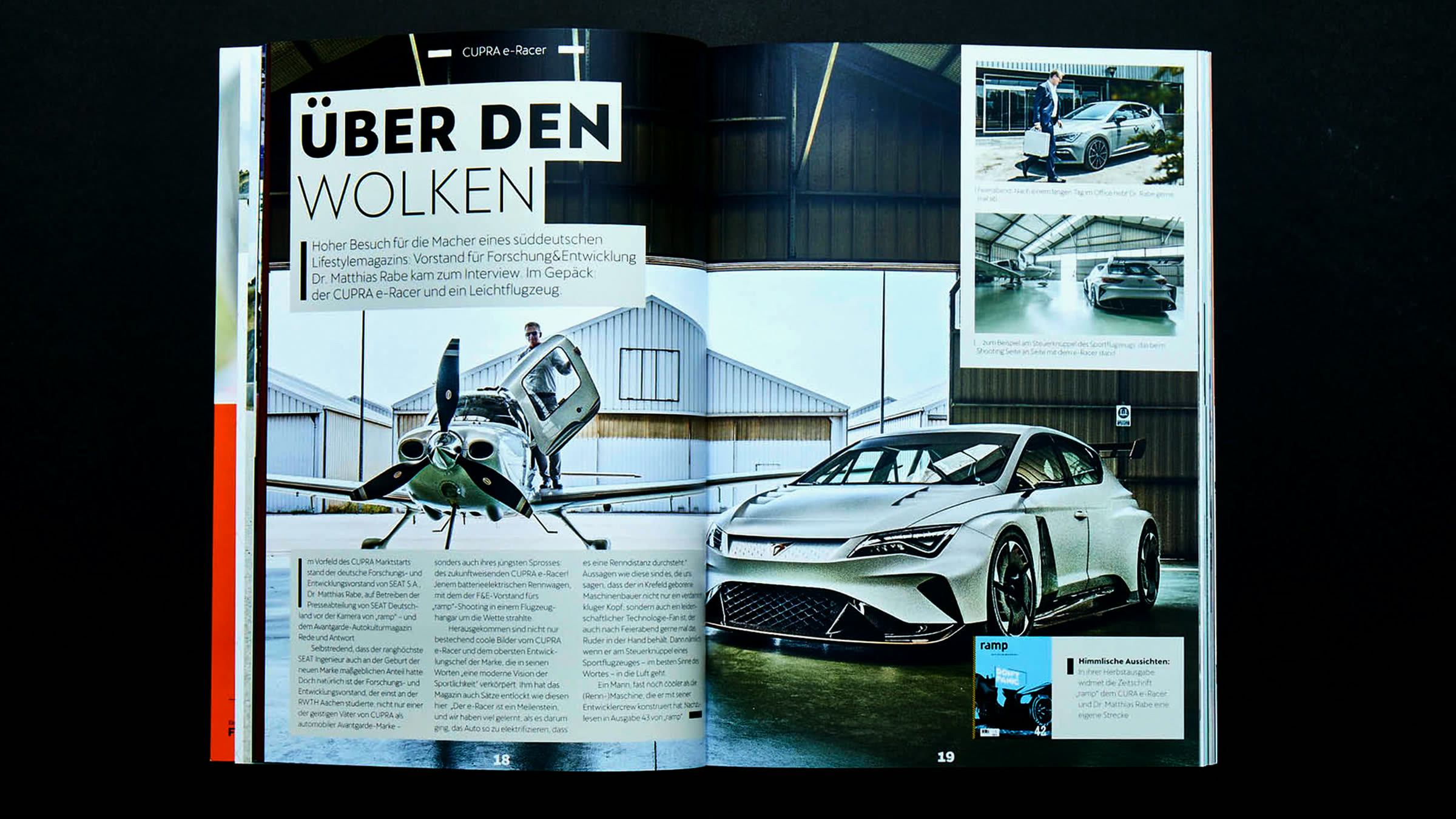 CUPRA spread, Above the clouds, e-Racer and aircraft