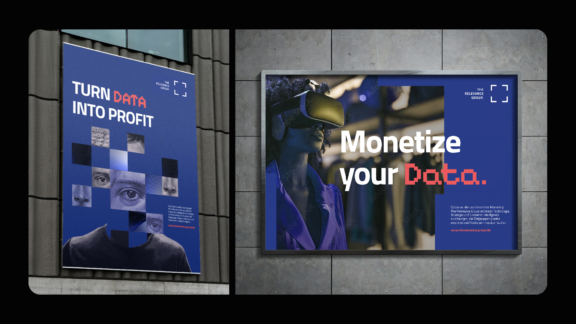 The Relevance Group OOH building wraps: TURN DATA INTO PROFIT and Monetize your Data