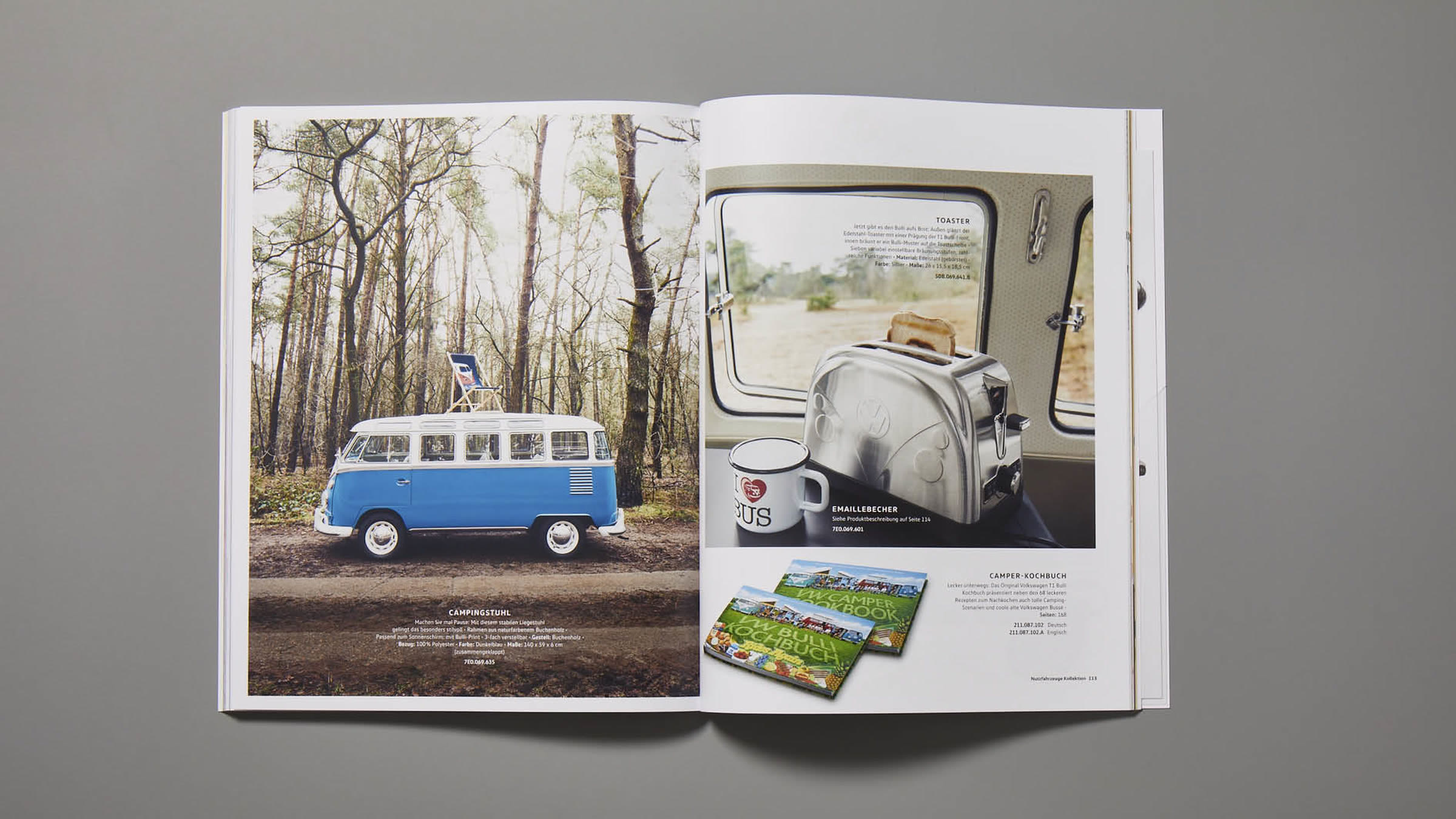 Classic collection, T1 bus camping in forest